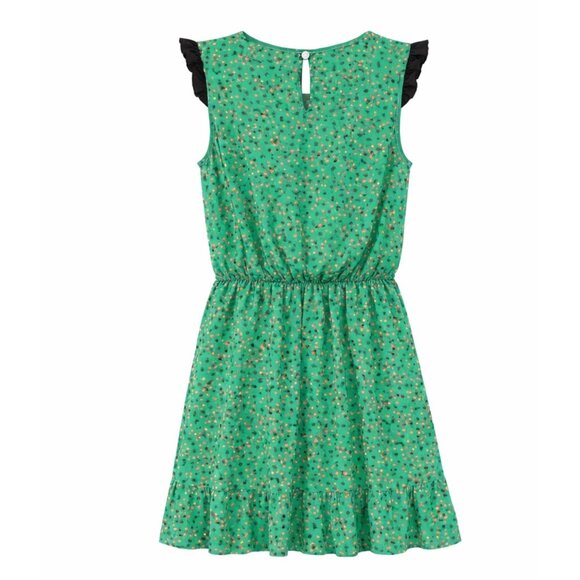 Veronica Beard Silk Floral Ruffle Mini Dress Green Size 8 - Picture 3 of 15